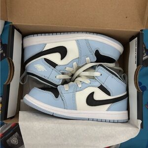 Jordan 1 Mid Ice Blue and White